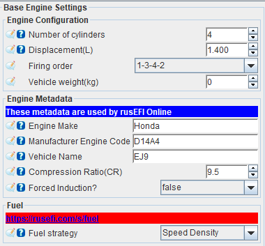 Fuel strategy configuration options