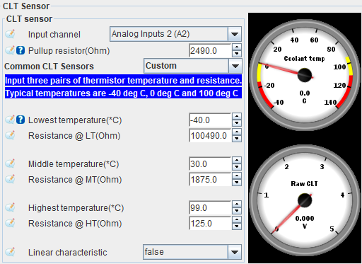 Coolant sensor parameters