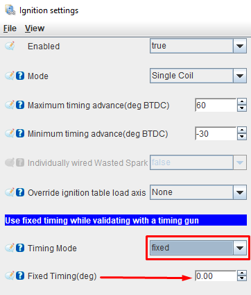Fixed timing configuration