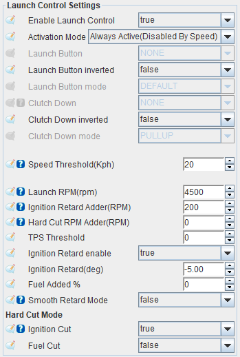 Launch control configuration